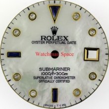 Men Rolex Submariner White Mop Blue Sapphire & Dia. Dial Date Qs 2-tone 75