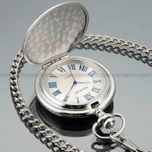 Men Silver Dad Carved Father Gift Quartz Pocket Chain Watch Dailyetrade