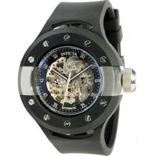 Men's Black Rubber S1 Racer Skeleton Automatic Gold Tone Stainless Steel