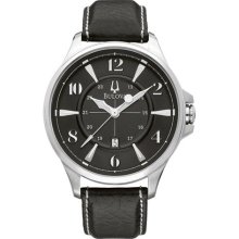 Mens Bulova Adventurer Watch in Stainless Steel with Leather Stra ...
