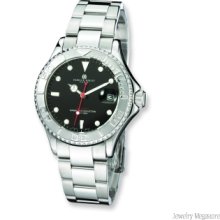 Men's Charles Hubert Stainless Steel Black Dial Automatic Watch