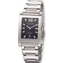 Mens Charles Hubert Stainless Steel Black Dial 27x34mm Watch ...