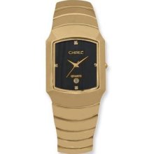 Mens Chisel Tungsten Gold Ip-plated/black Dial 29x40mm Watch Tpw30