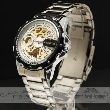 Men's Classic Fashion Automatic Mechanical Stainless Metal Analog Wrist Watch