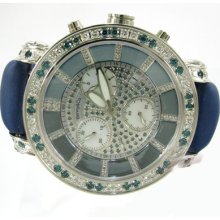 Mens Diamond Benny & Co Blue Round Cut F-G Color Watch 7.00ct