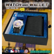 Mens Game Time Watch & Wallet Gift Set Team Logo Watch & Embossed Wallet NBA