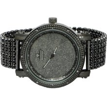 Mens Genuine .12CT Diamond Black Gold Finish Crystal Watch JoJo JoJino Joe Rodeo