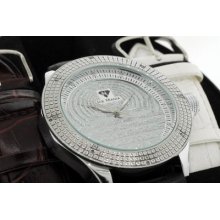 Mens Ice Mania Genuine Real Diamond Watch .12ct Hiphop Iced Out Silver Dial Mens