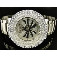 Mens King Master/jojo/joe Rodeo White Finish Simulated Diamond 3 Row Watch 143m
