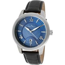 Men's Pizzo Blue Dial Black Genuine Leather ...
