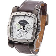 Men's PU Analog Quartz Wrist Watch gz0002011 (Brown)