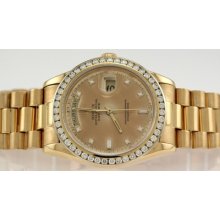 Men's Rolex 18038 President With Gorgeous Custom Diamond Bezel Qs