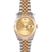 Men's Rolex DateJust Stainless and Gold 16233
