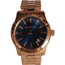 Men's Runway Rose Gold Tone Stainless Steel Case and Bracelet Blue Tone Dial