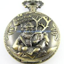 Mens Santa Claus Gift Classic Style Quartz Pocket Watch