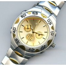 Men's Sl68 Day Date China Swn Quartz Two 2 Tone Stainless Wrist Watch Works