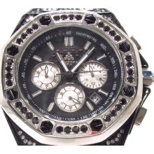 Mens Special Watch Round Cut Black Color Treeze Diamond