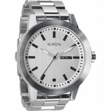 Men's Spur Stainless Steel Case and Bracelet White Dial Day and Date Display