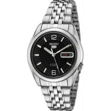 Men's Stainless Steel Case and Bracelet Seiko 5 Automatic Black Dial