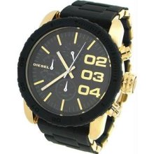 Men's Stainless Steel Case Silicone Bracelet Black Dial