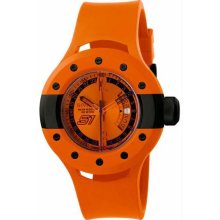 Men's Stainless Steel Case Quartz S1 Rally Orange Tone Dial Rubber Strap Date Di