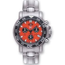 Mens Swiss Military Navy Diver Red Dial Chronograph Watch