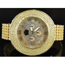 Mens Technolink/joe Rodeo All Yellow Finish Custom Bezel And Band Diamond Watch