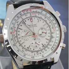 Mens White Automatic Watch 6 Hand Mechanical watch Wrist Watch