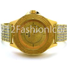 Mens Yellow Gold Fin Real Genuine Diamond Ice Maxx Jojion Joe Rodeo Custom Watch