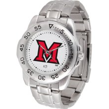 Miami Univ. Redhawks Logo- Mens Sport Steel Watch