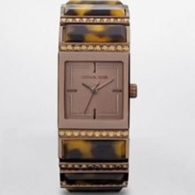 Michael Kor Erin Tortoise And Espresso Tone Stainles Steel Link Mk426