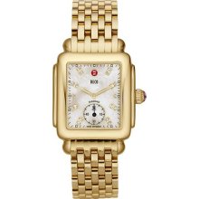 Michele Deco 16 Gold White Diamond Ladies Watch MWW06V000004