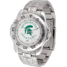 Michigan State Spartans MSU Mens Sports Steel Watch