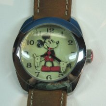 Mickey Mouse Watch Walt Disney Collection Quartz Comics With Bonus Minnie Pin