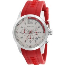 Momentus Stainless Steel with Red Rubber Band & White Dial Chrono ...