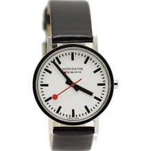 Mondaine Men s Classic Polished A660 Black Leather Analog Watch