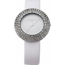 Morgan De Toi White Strap Watch With Diamantes Around Dial Bxd Gte