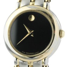 Movado Two-tone Stainless Steel Black Dial Swiss Made Quartz Ladies Watch
