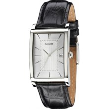 MS894S Accurist Mens Silver Black Watch