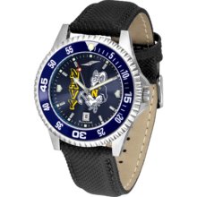 Navy Midshipmen Competitor AnoChrome Men's Watch with Nylon/Leather Band and Colored Bezel