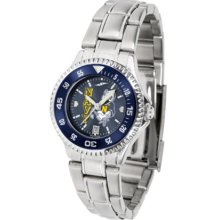 Navy Midshipmen Competitor AnoChrome Ladies Watch with Steel Band and Colored Bezel