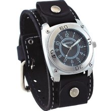 Nemesis Sth012k Men's Signature Gray Dial Black Wide Leather Cuff Watch