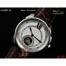 New Kdy Calibre De Silver 42mm Luxury Mens Automatic Tourbillon Men'