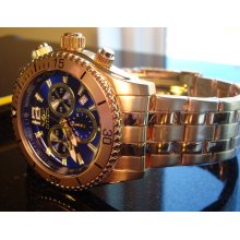 New Mens Invicta Rare 0623 18 K Gold Plated Chronogrph