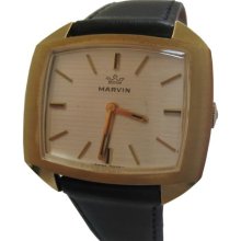 New old stock mechanical Marvin 534304 gold plated mens Swiss watch