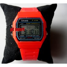 New Vintage Casio F 91 W Red Digital Sport Watch
