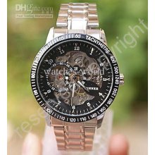 New Winner Men's Watch Movement Hollow Mechanical Stainless Steel Bl