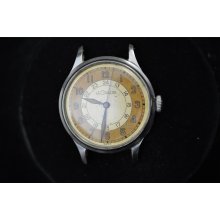 Nice Vintage Mens Le Coultre Stainless Wristwatch Two Tone 24 Hour Military Dial