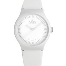 Noon Copenhagen Unisex Analog Plastic Watch - White Rubber Strap - White Dial - 105-002S2