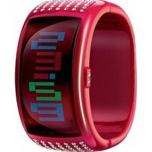 ODM Women's Pixel Daze DD109-5 Red Platinum Plated Stainless-Steel Quartz Watch with Digital Dial
